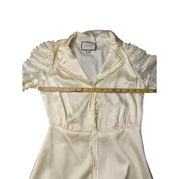 Alexis White Renita Sheer-Panel Long Sleeve Button Front Mini Dress Size Small - Picture 8 of 8